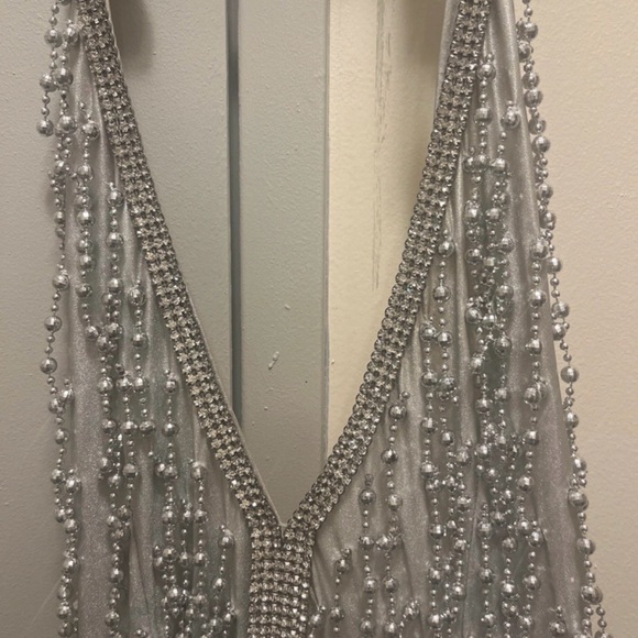 Custom Dress Silver Beaded disco ball prom Dress - Picture 3 of 9